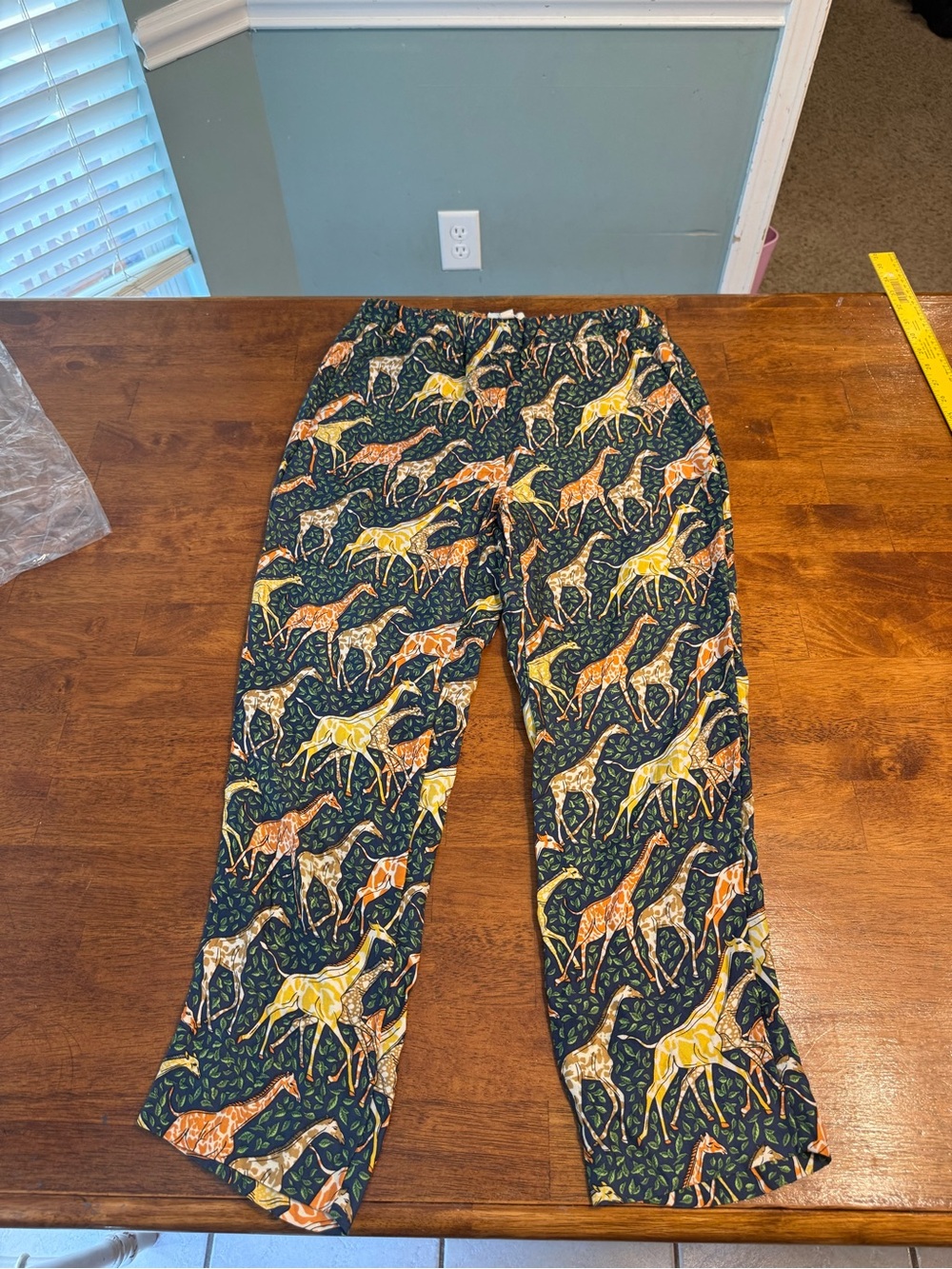 J.Crew Collection Pull-On Silk Twill Pants Giraffe Print Green AQ641 100% Silk 0
